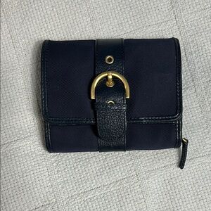 Talbots Navy Blue Wallet with Gold-tone Buckle